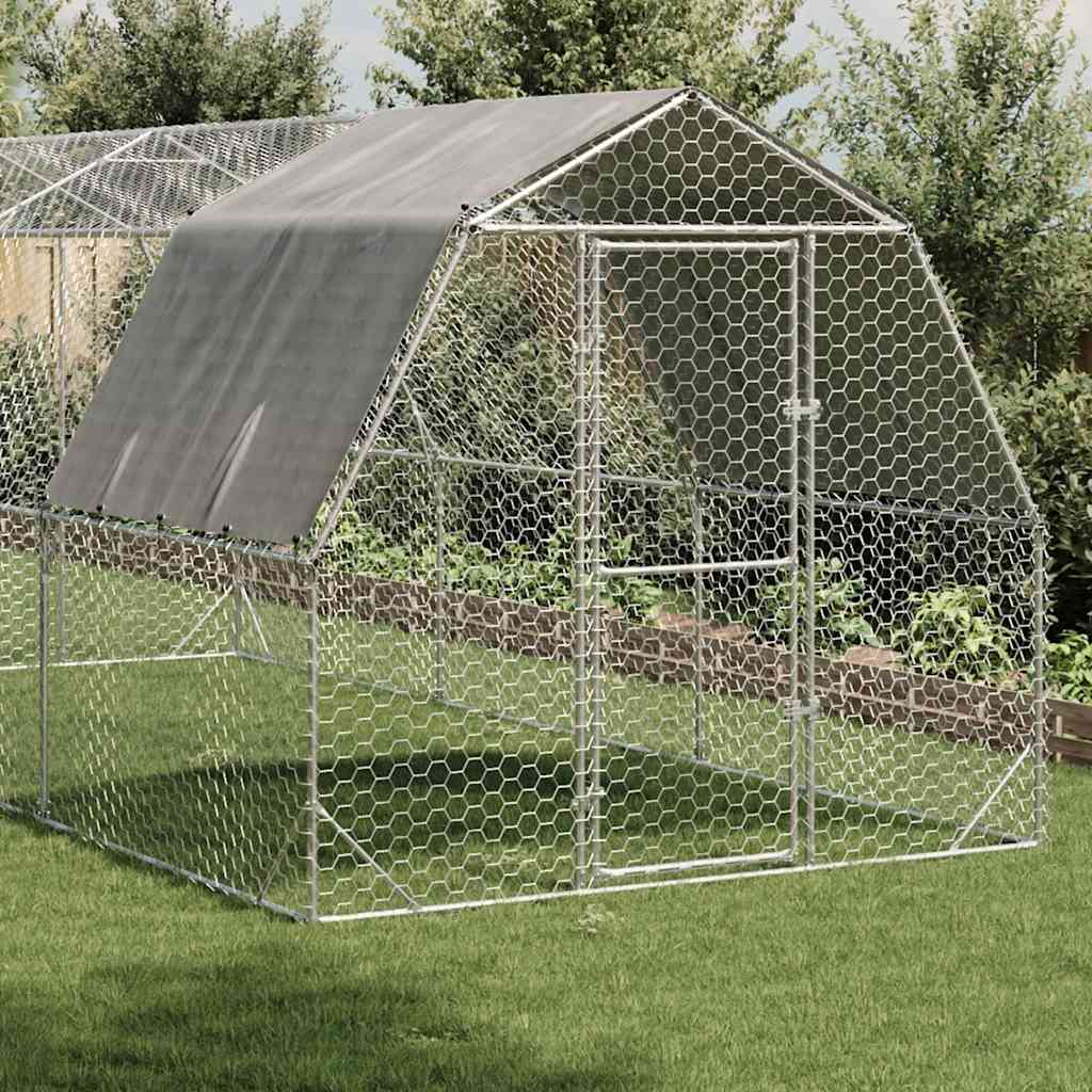 vidaXL Chicken Run with Roof 2,5x6x2,25 m Galvanised Steel
