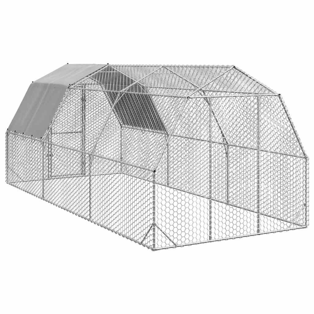 vidaXL Chicken Run with Roof 2,5x6x2,25 m Galvanised Steel