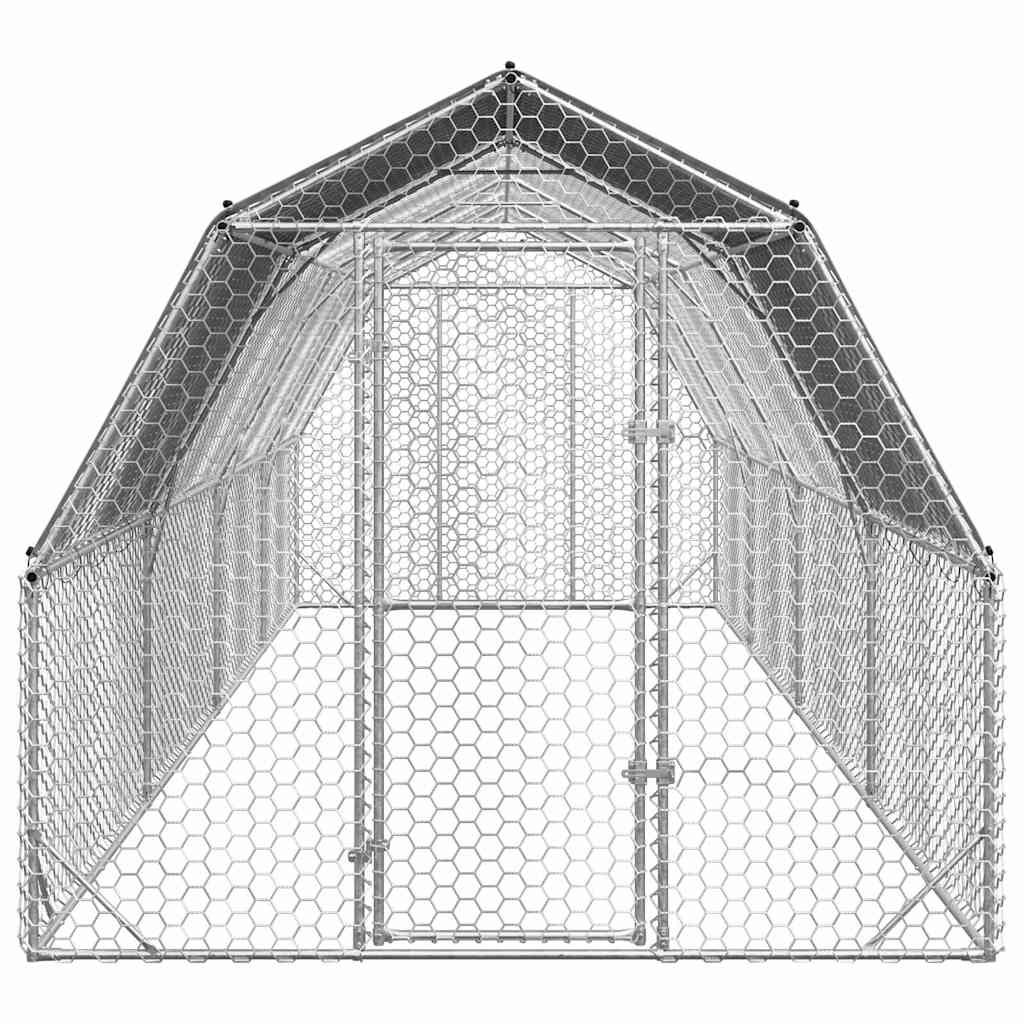 vidaXL Chicken Run with Roof 2,5x8x2,25 m Galvanised Steel