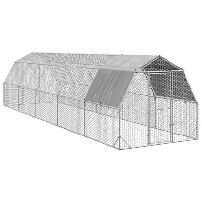vidaXL Chicken Run with Roof 2,5x10x2,25 m Galvanised Steel