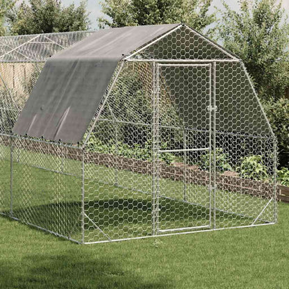 vidaXL Chicken Run with Roof 2,5x10x2,25 m Galvanised Steel