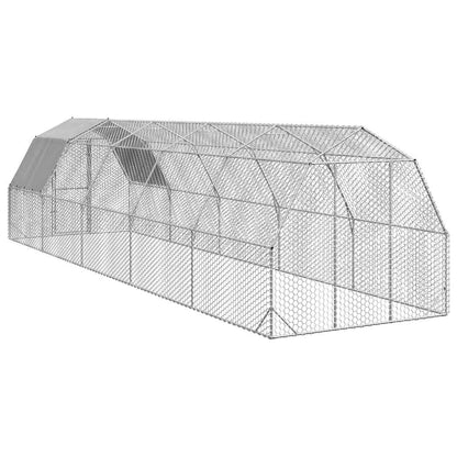vidaXL Chicken Run with Roof 2,5x10x2,25 m Galvanised Steel