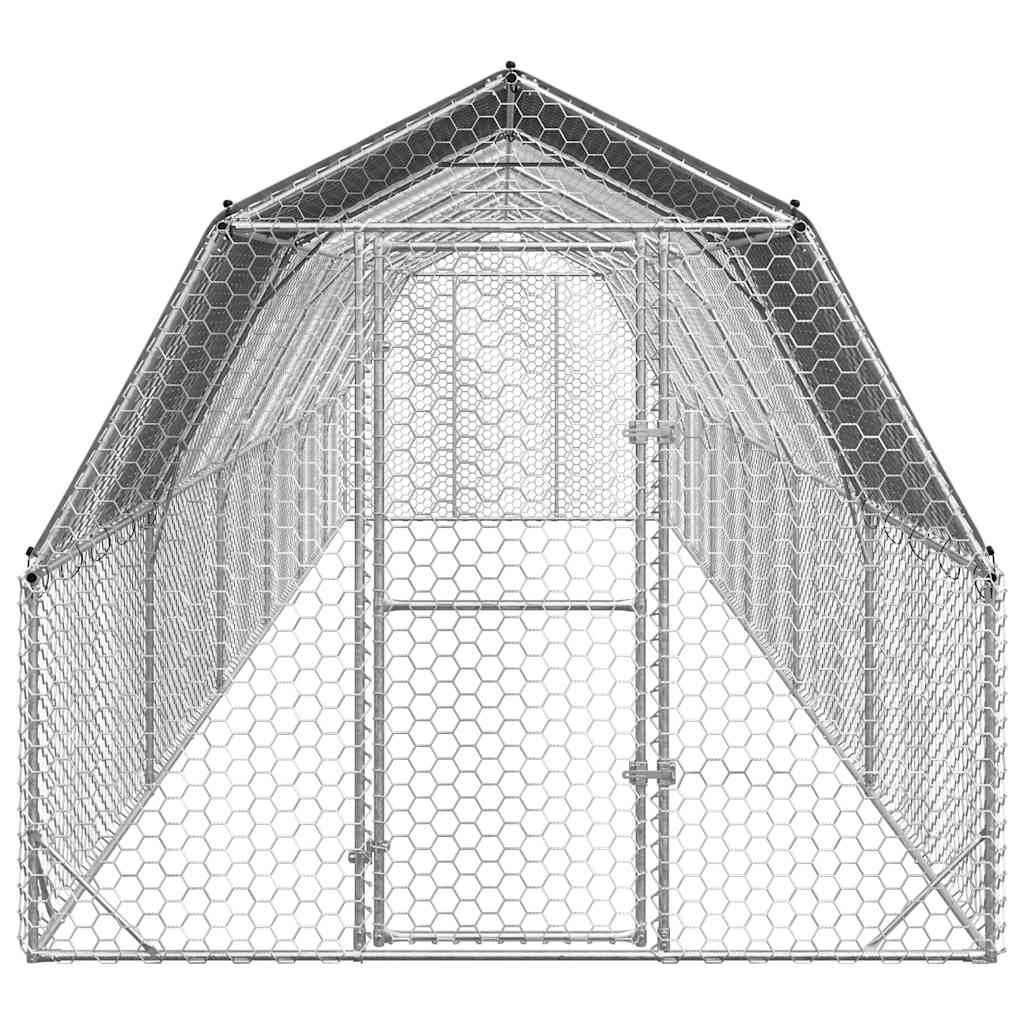 vidaXL Chicken Run with Roof 2.5x12x2.25 m Galvanised Steel