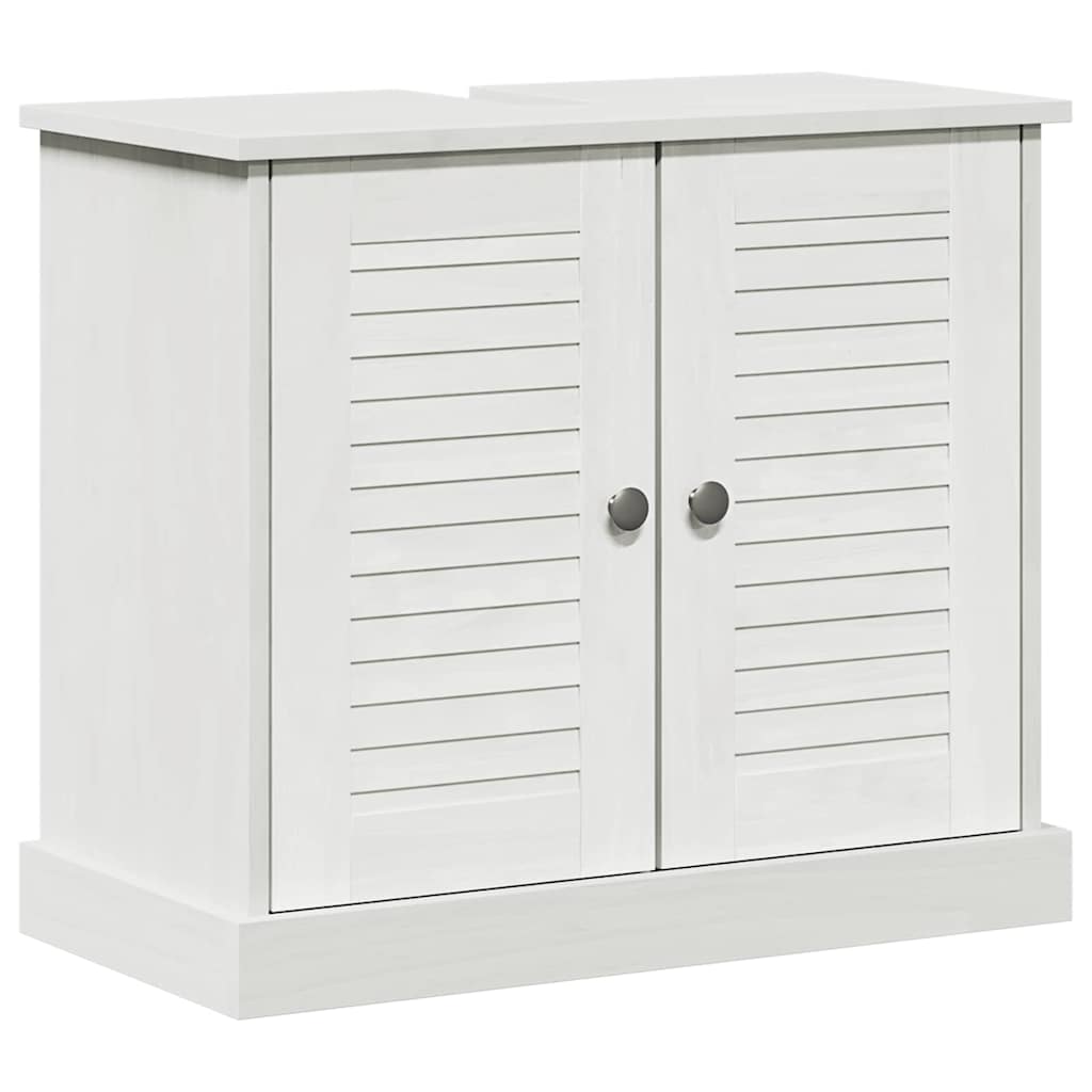 vidaXL Bathroom Furniture Set 3 pcs Antique White Solid Pine Wood