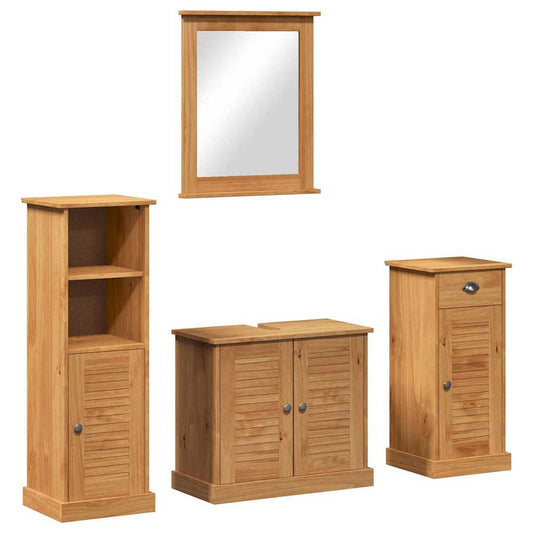 vidaXL Bathroom Furniture Set VIGO 4 pcs Honey Brown Solid Pine Wood