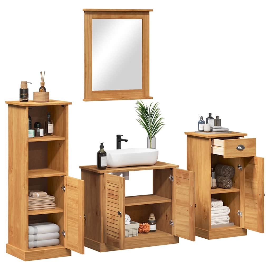 vidaXL Bathroom Furniture Set VIGO 4 pcs Honey Brown Solid Pine Wood