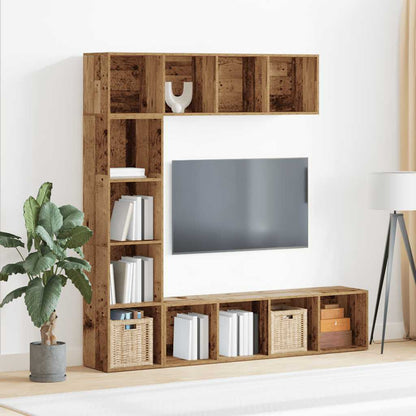 vidaXL Book Cabinets 3 pcs Old Wood Engineered Wood