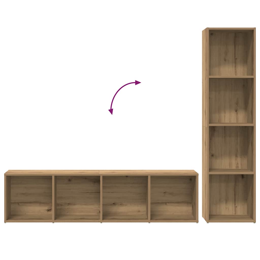 vidaXL Book Cabinets 3 pcs Artisan Oak Engineered Wood