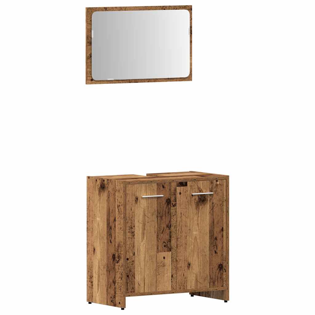 vidaXL 3 Piece Bathroom Furniture Set Old Wood Engineered Wood