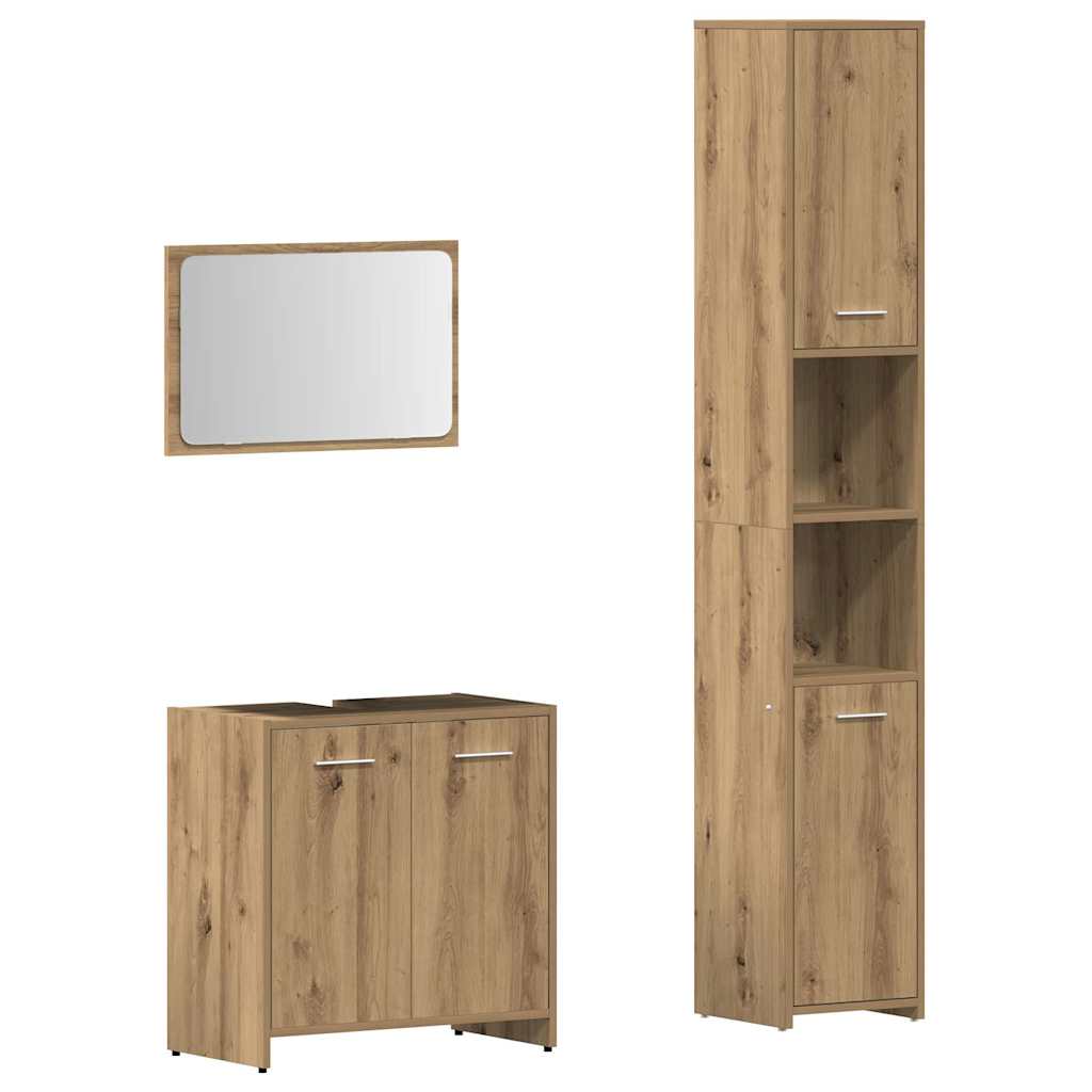 vidaXL 3 Piece Bathroom Furniture Set Artisan Oak Engineered Wood