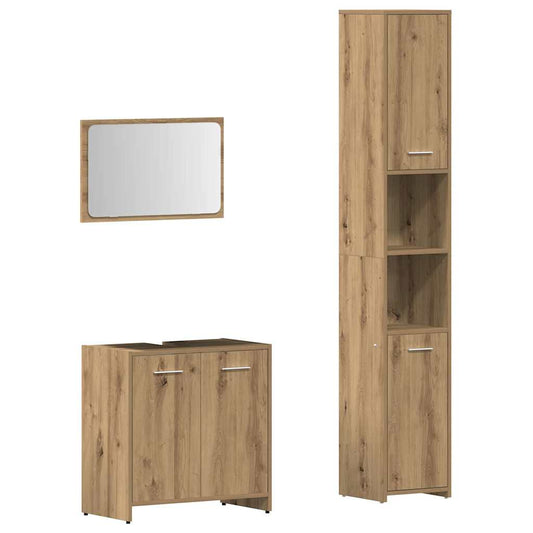 vidaXL 3 Piece Bathroom Furniture Set Artisan Oak Engineered Wood