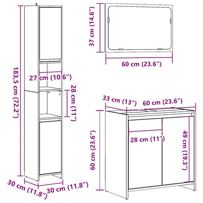 vidaXL 3 Piece Bathroom Furniture Set Artisan Oak Engineered Wood