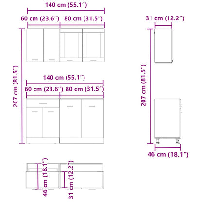 vidaXL 4 Piece Kitchen Cabinet Set Lyon Old Wood Engineered Wood