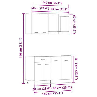vidaXL 4 Piece Kitchen Cabinet Set Lyon Old Wood Engineered Wood
