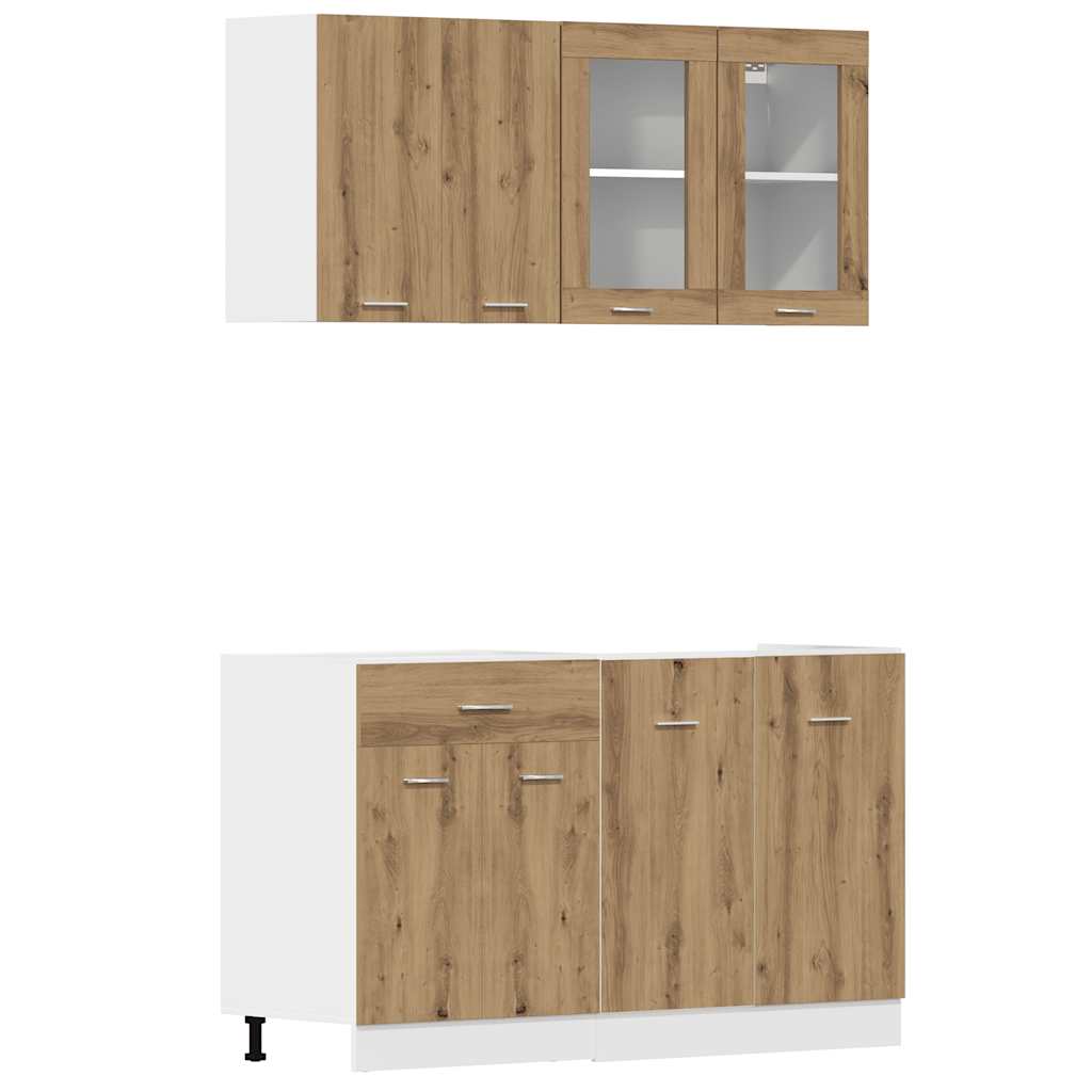 vidaXL 4 Piece Kitchen Cabinet Set "Lyon" Artisan Oak Engineered Wood
