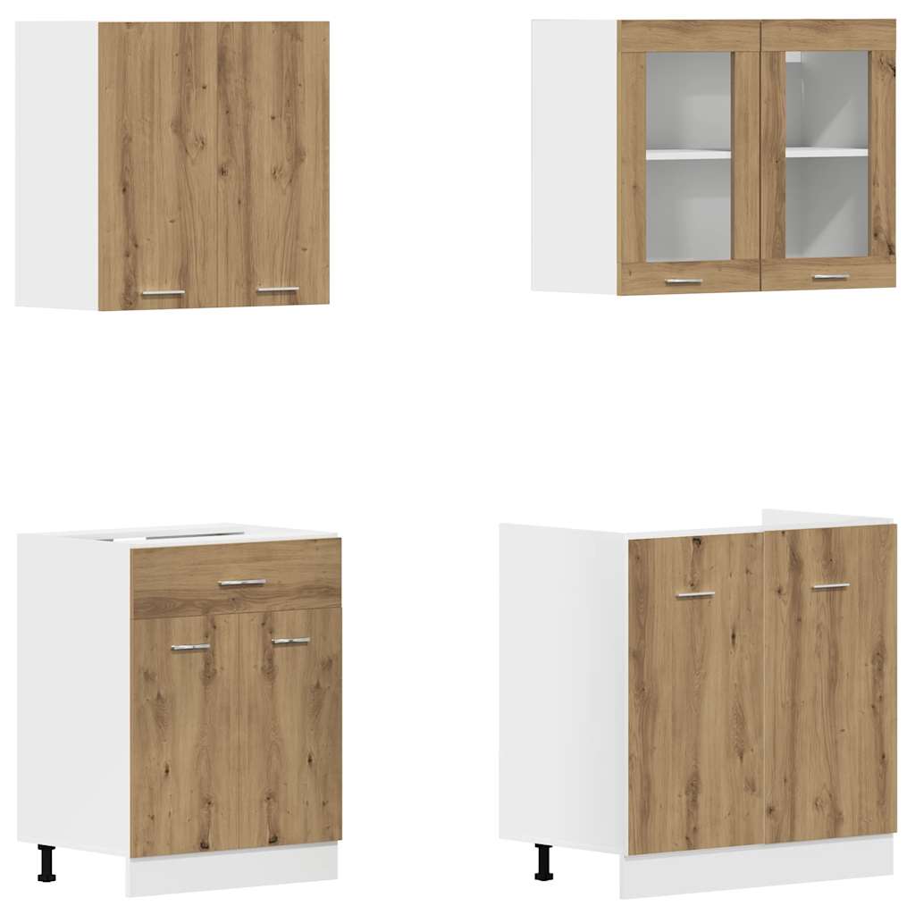vidaXL 4 Piece Kitchen Cabinet Set "Lyon" Artisan Oak Engineered Wood