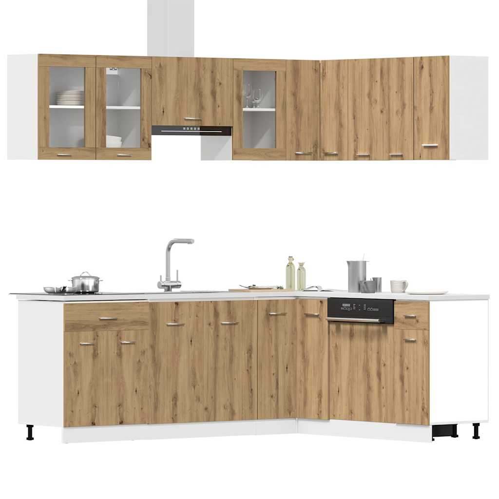 vidaXL 11 Piece Kitchen Cabinet Set Lyon Artisan Oak Engineered Wood