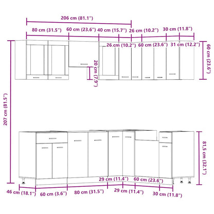 vidaXL 11 Piece Kitchen Cabinet Set Lyon Artisan Oak Engineered Wood
