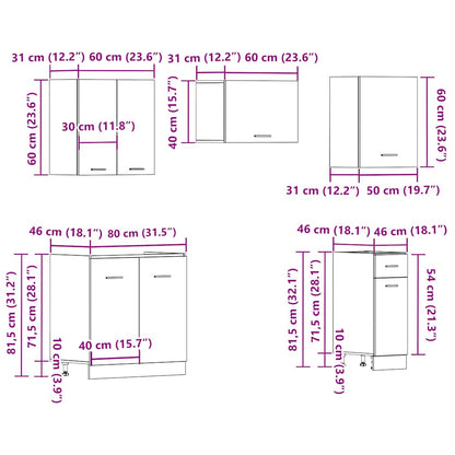vidaXL 11 Piece Kitchen Cabinet Set Lyon Artisan Oak Engineered Wood