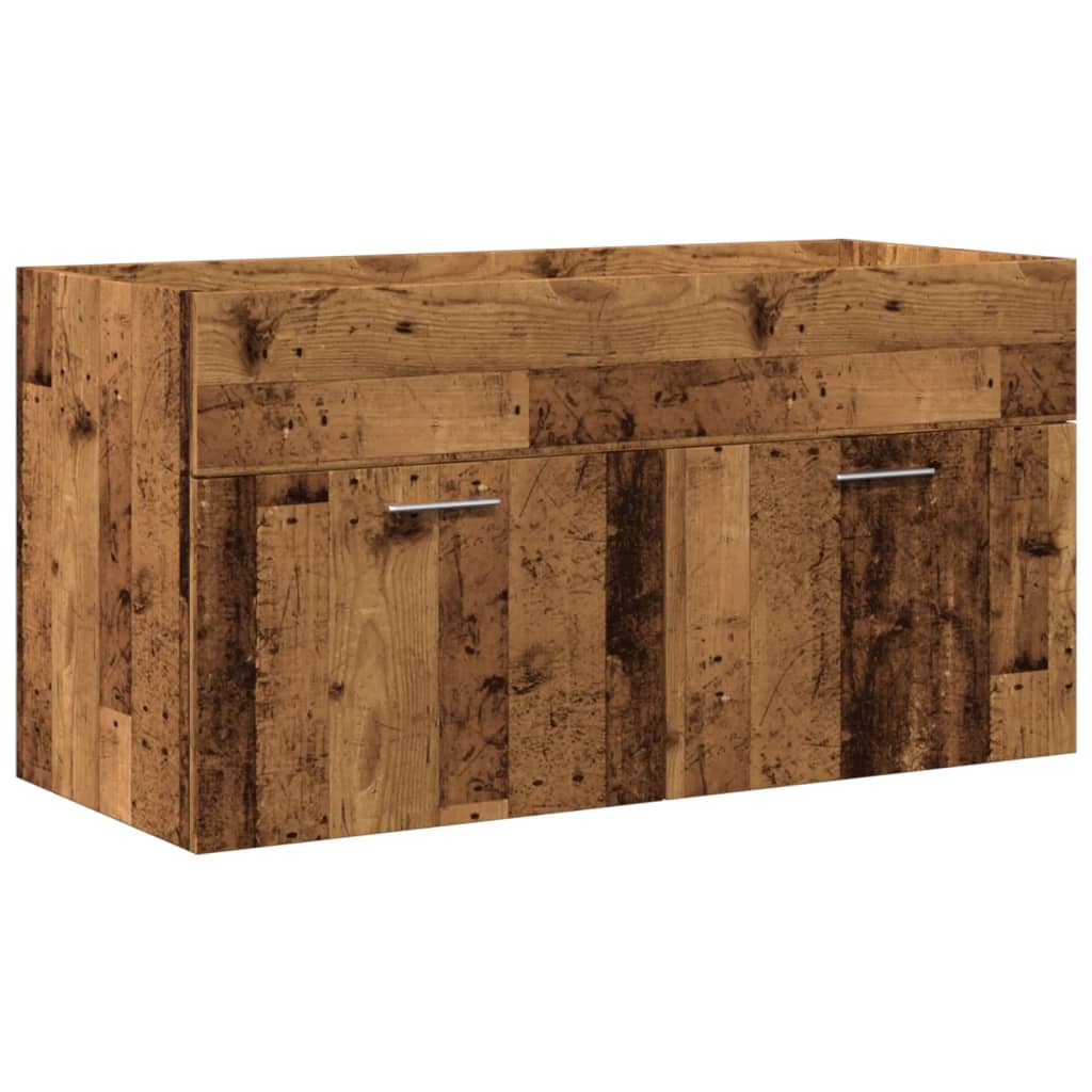 vidaXL Bathroom Sink Cabinet with Built-in Basin Old Wood