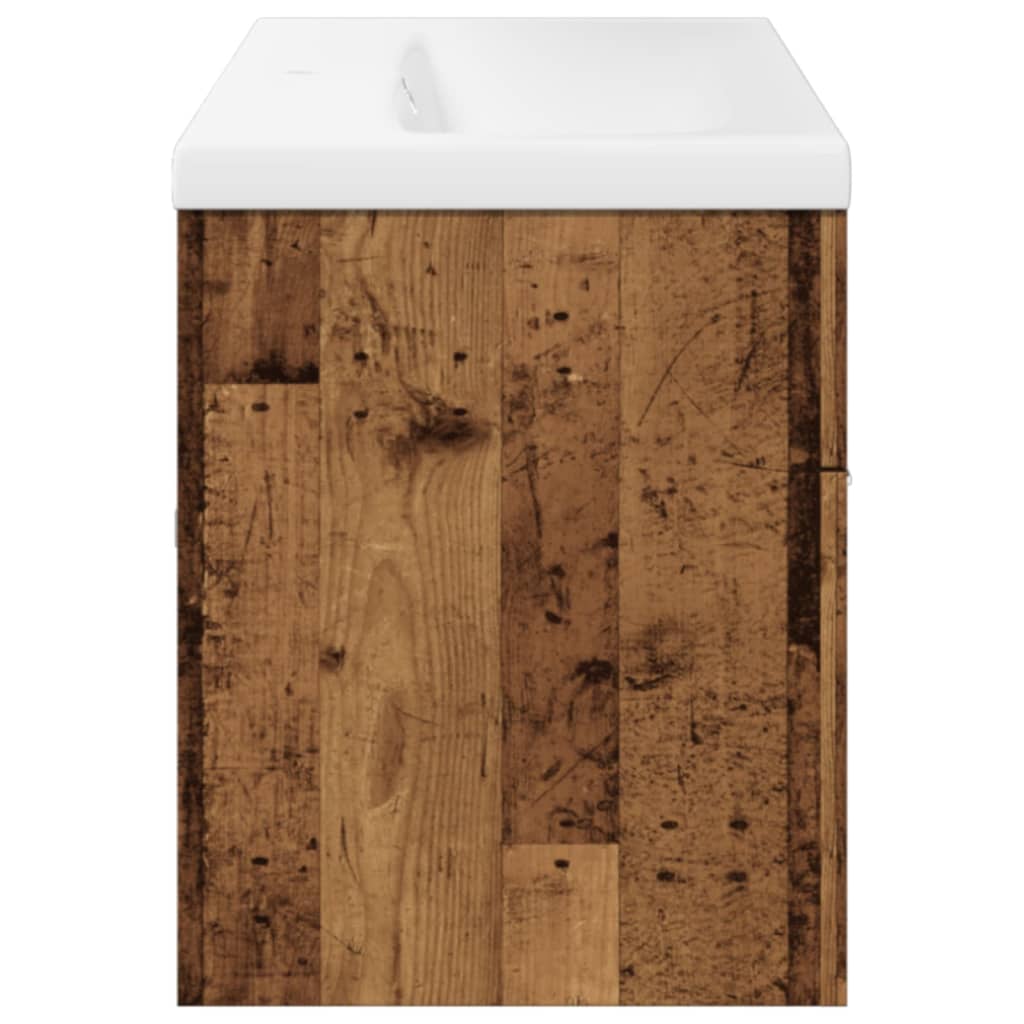 vidaXL Bathroom Sink Cabinet with Built-in Basin Old Wood