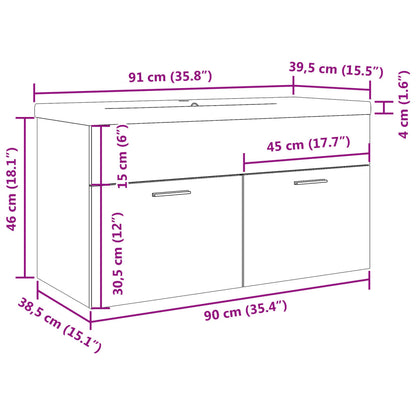 vidaXL Bathroom Sink Cabinet with Built-in Basin Artisan Oak