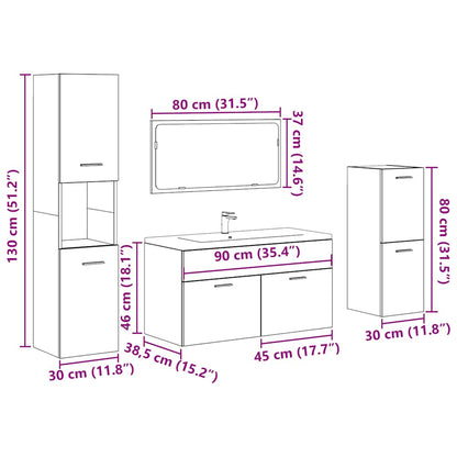 vidaXL 4 Piece Bathroom Furniture Set Old Wood Engineered Wood