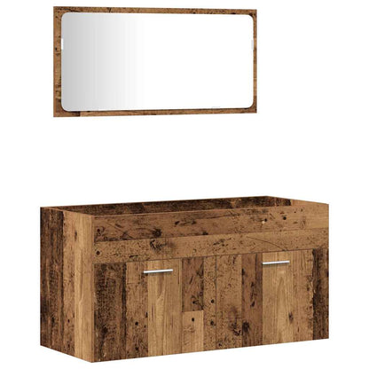 vidaXL 3 Piece Bathroom Furniture Set Old Wood Engineered Wood