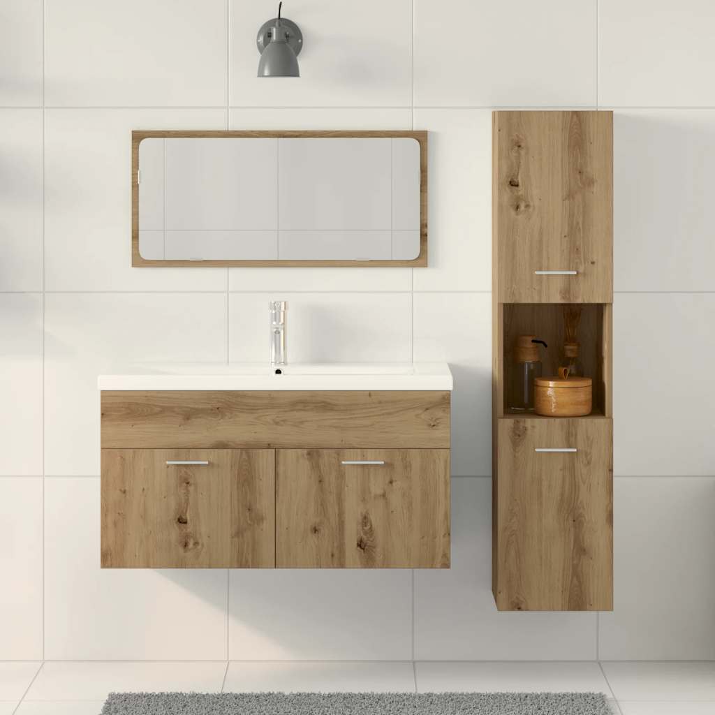 vidaXL 3 Piece Bathroom Furniture Set Artisan Oak Engineered Wood