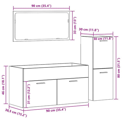 vidaXL 3 Piece Bathroom Furniture Set Old Wood Engineered Wood