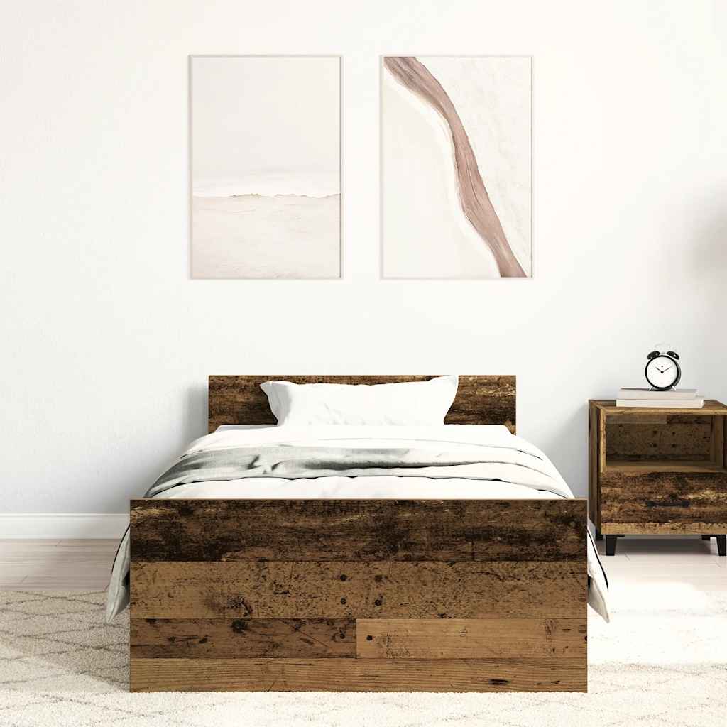 vidaXL Bed Frame without Mattress Old Wood 100x200 cm Engineered Wood