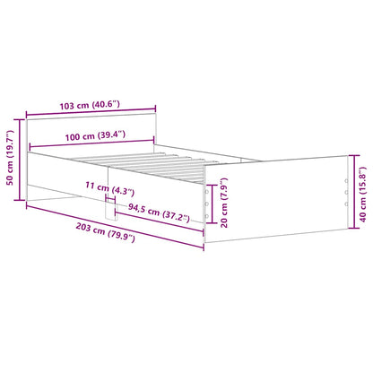 vidaXL Bed Frame without Mattress Old Wood 100x200 cm Engineered Wood