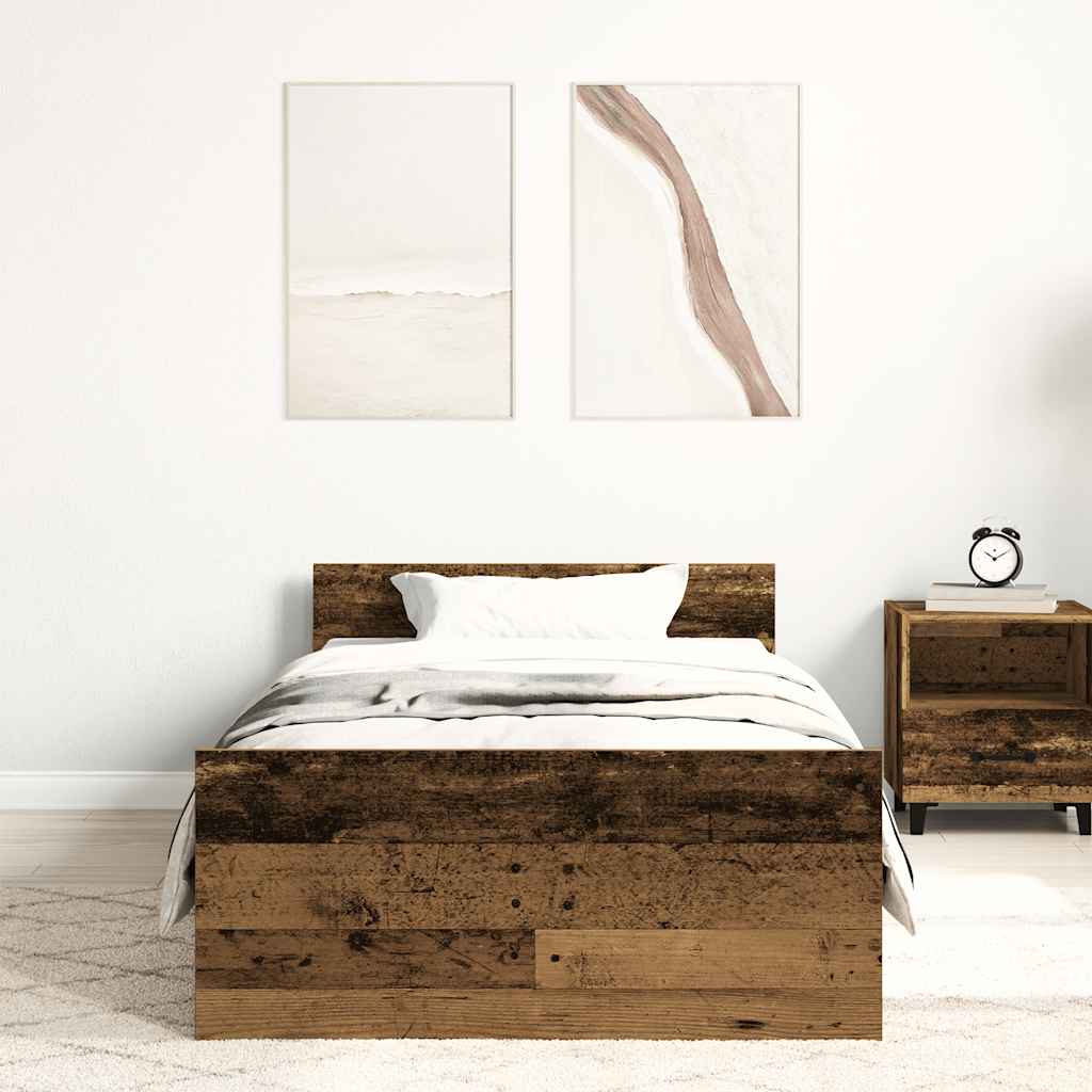 vidaXL Bed Frame without Mattress Old Wood 90x190 cm Engineered Wood
