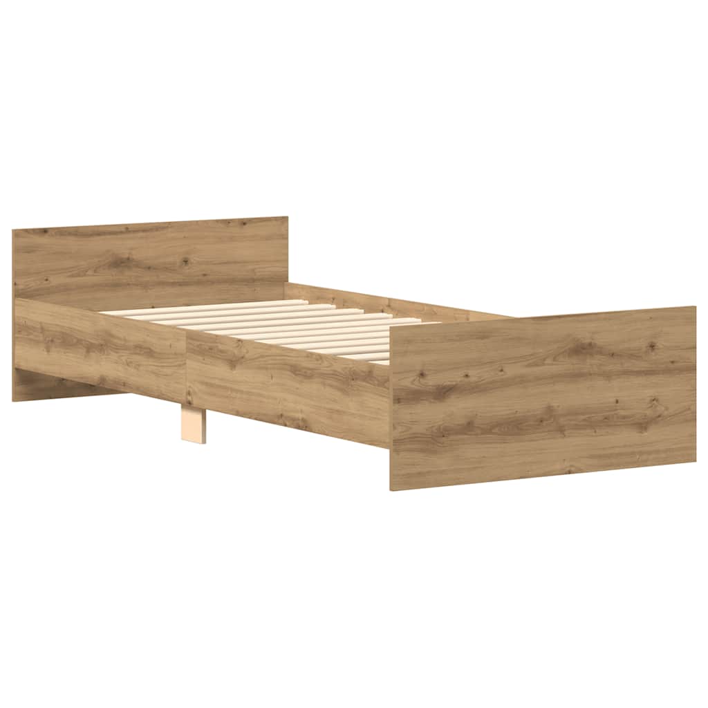 vidaXL Bed Frame without Mattress Artisan Oak 90x190 cm Engineered Wood