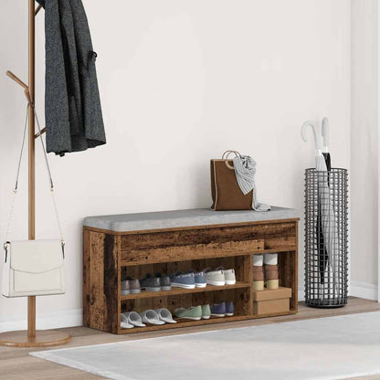 vidaXL Shoe Bench Old Wood 102x30.5x45 cm Engineered Wood