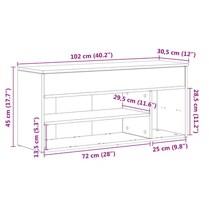 vidaXL Shoe Bench Old Wood 102x30.5x45 cm Engineered Wood