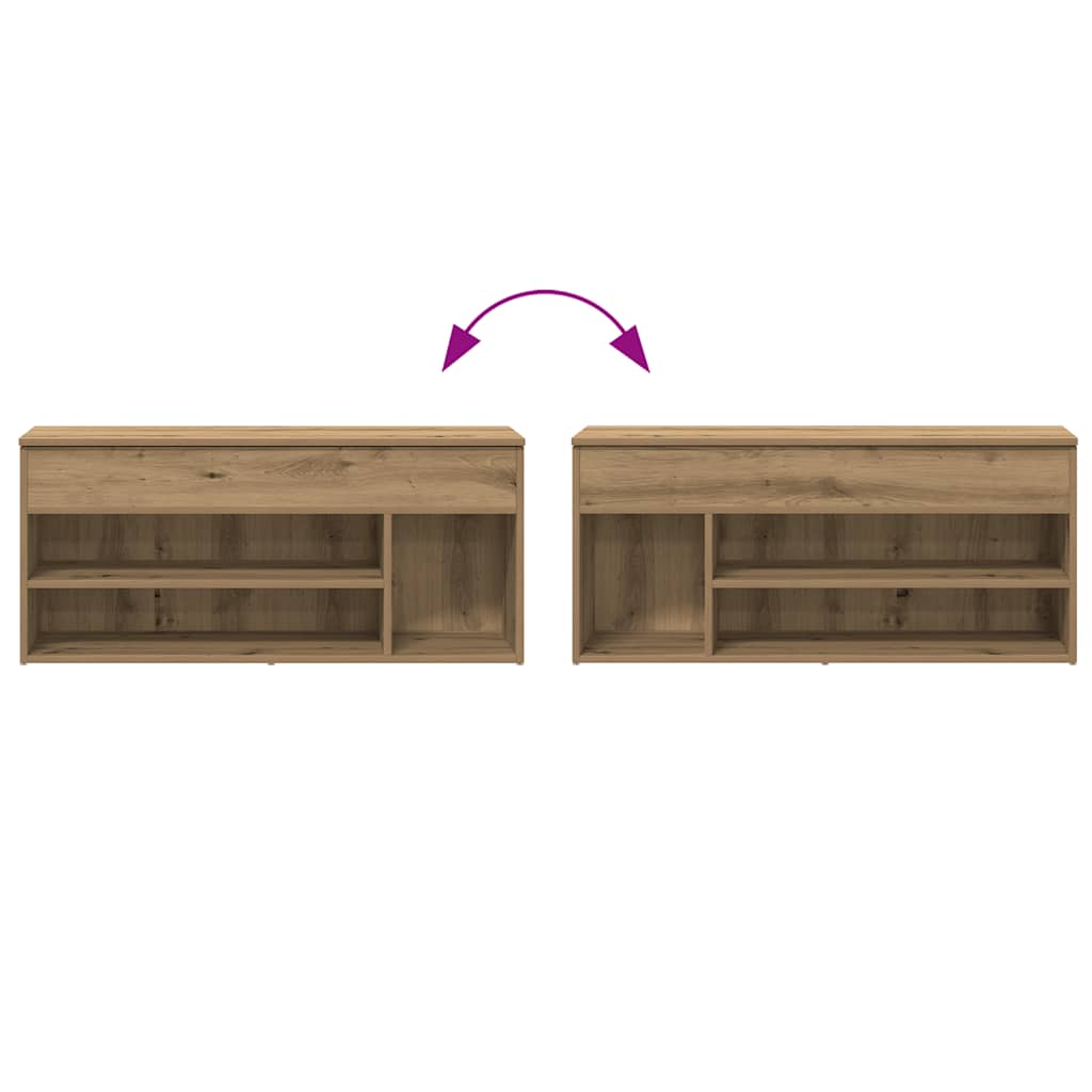 vidaXL Shoe Bench Artisan Oak 102x30.5x45 cm Engineered Wood