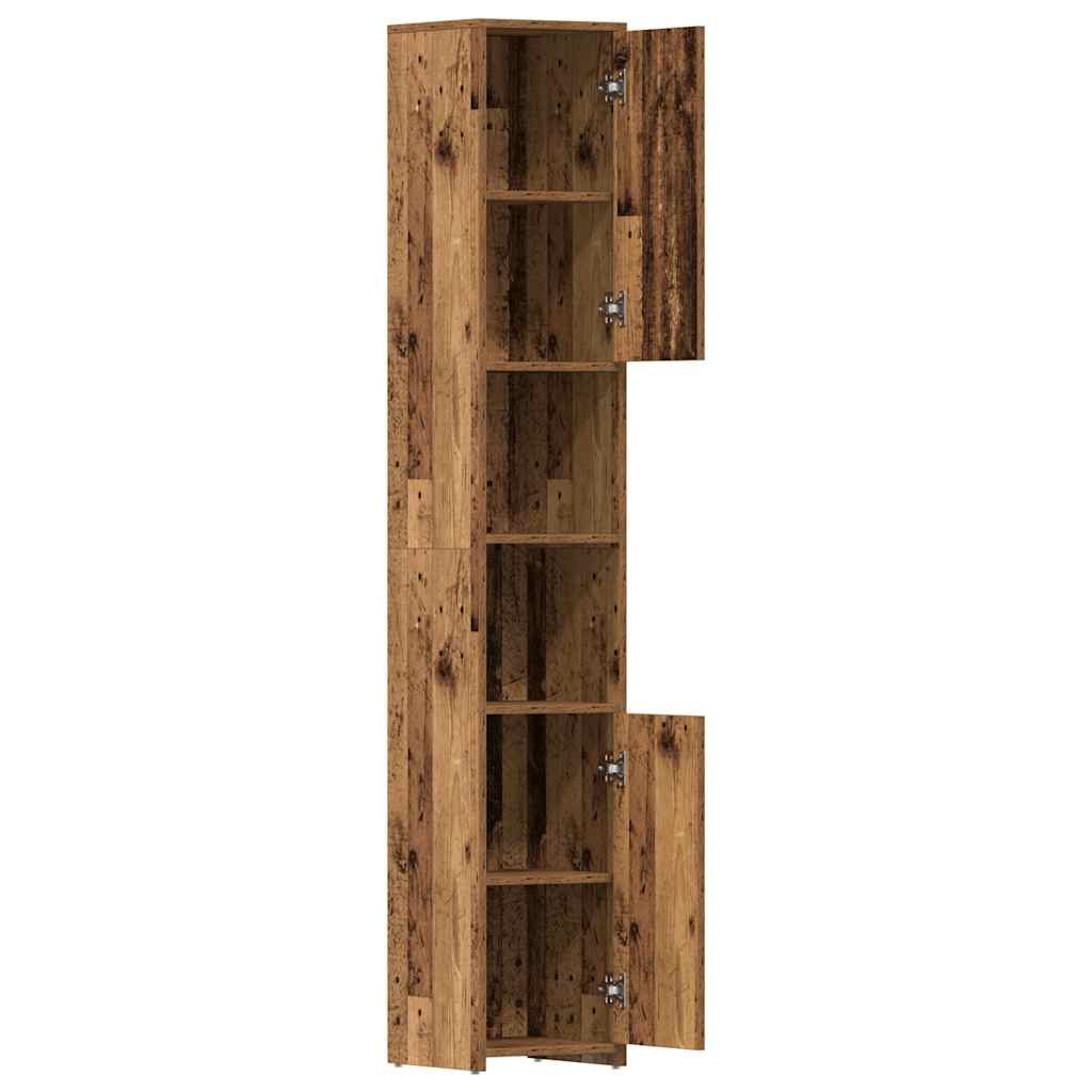 vidaXL Bathroom Cabinet Old Wood 30x30x183.5 cm Engineered Wood