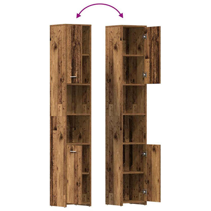 vidaXL Bathroom Cabinet Old Wood 30x30x183.5 cm Engineered Wood