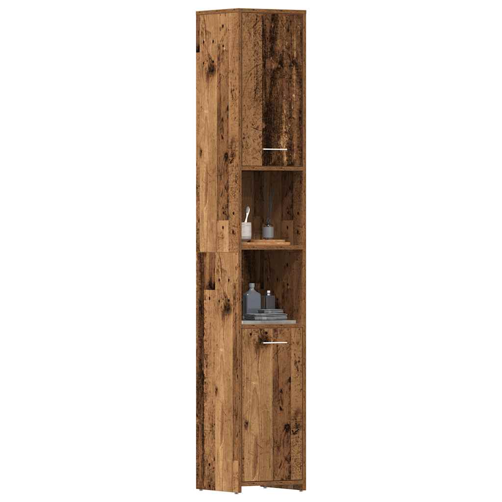 vidaXL Bathroom Cabinet Old Wood 30x30x183.5 cm Engineered Wood