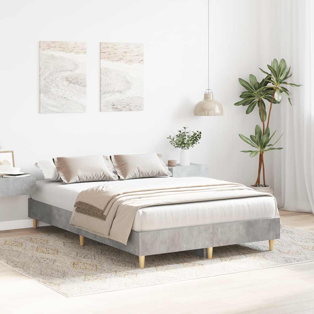 vidaXL Bed Frame No Mattress Concrete Grey 120x200 cm Engineered Wood