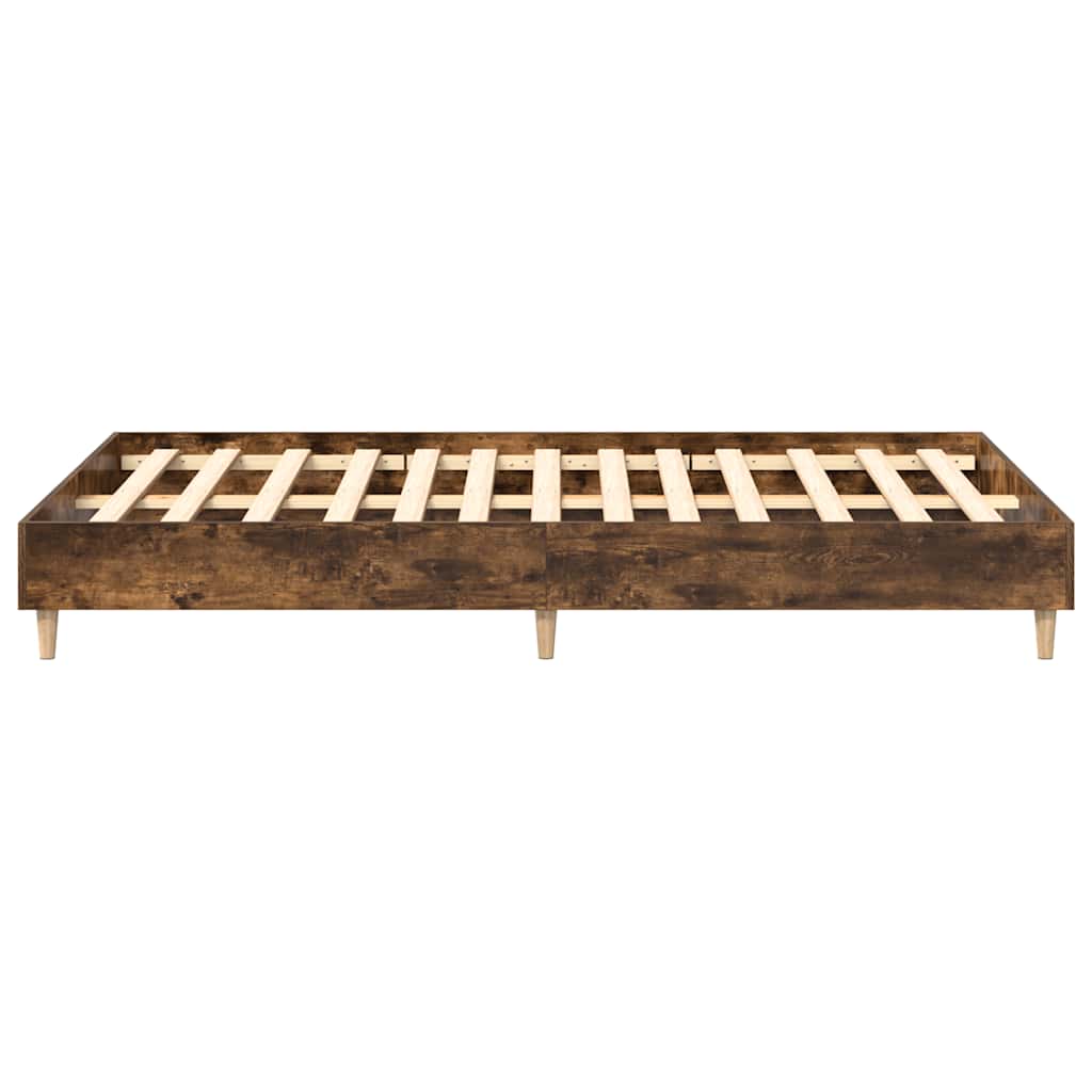vidaXL Bed Frame No Mattress Smoked Oak 120x200 cm Engineered Wood