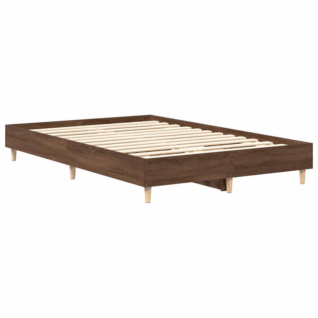 vidaXL Bed Frame No Mattress Brown Oak 120x200 cm Engineered Wood