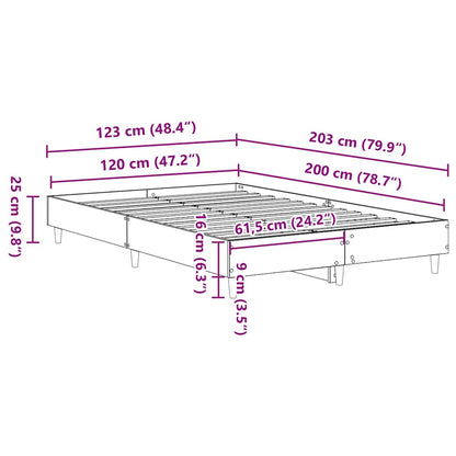 vidaXL Bed Frame No Mattress Old Wood 120x200 cm Engineered Wood