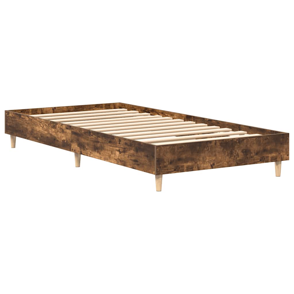 vidaXL Bed Frame No Mattress Smoked Oak 100x200 cm Engineered Wood