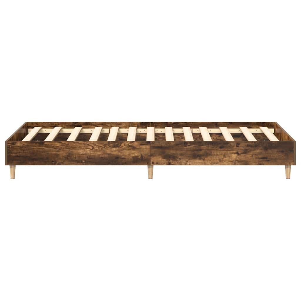 vidaXL Bed Frame No Mattress Smoked Oak 100x200 cm Engineered Wood