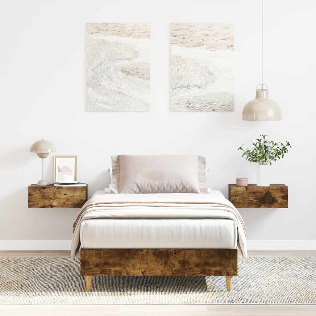 vidaXL Bed Frame No Mattress Smoked Oak 100x200 cm Engineered Wood