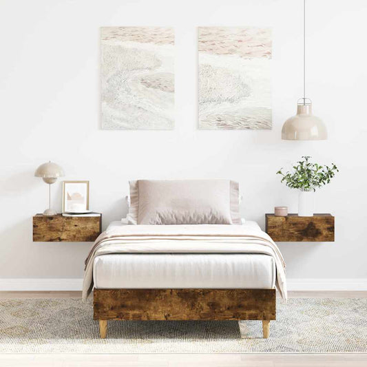 vidaXL Bed Frame No Mattress Smoked Oak 100x200 cm Engineered Wood