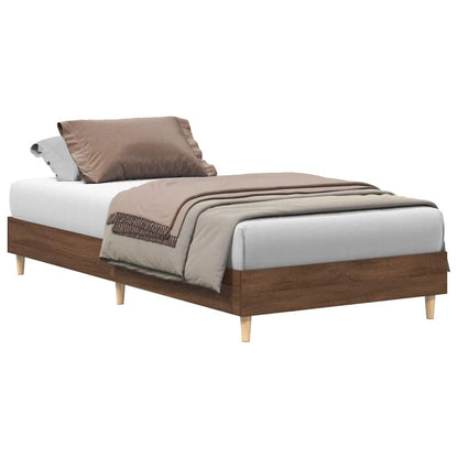 vidaXL Bed Frame No Mattress Brown Oak 100x200 cm Engineered Wood