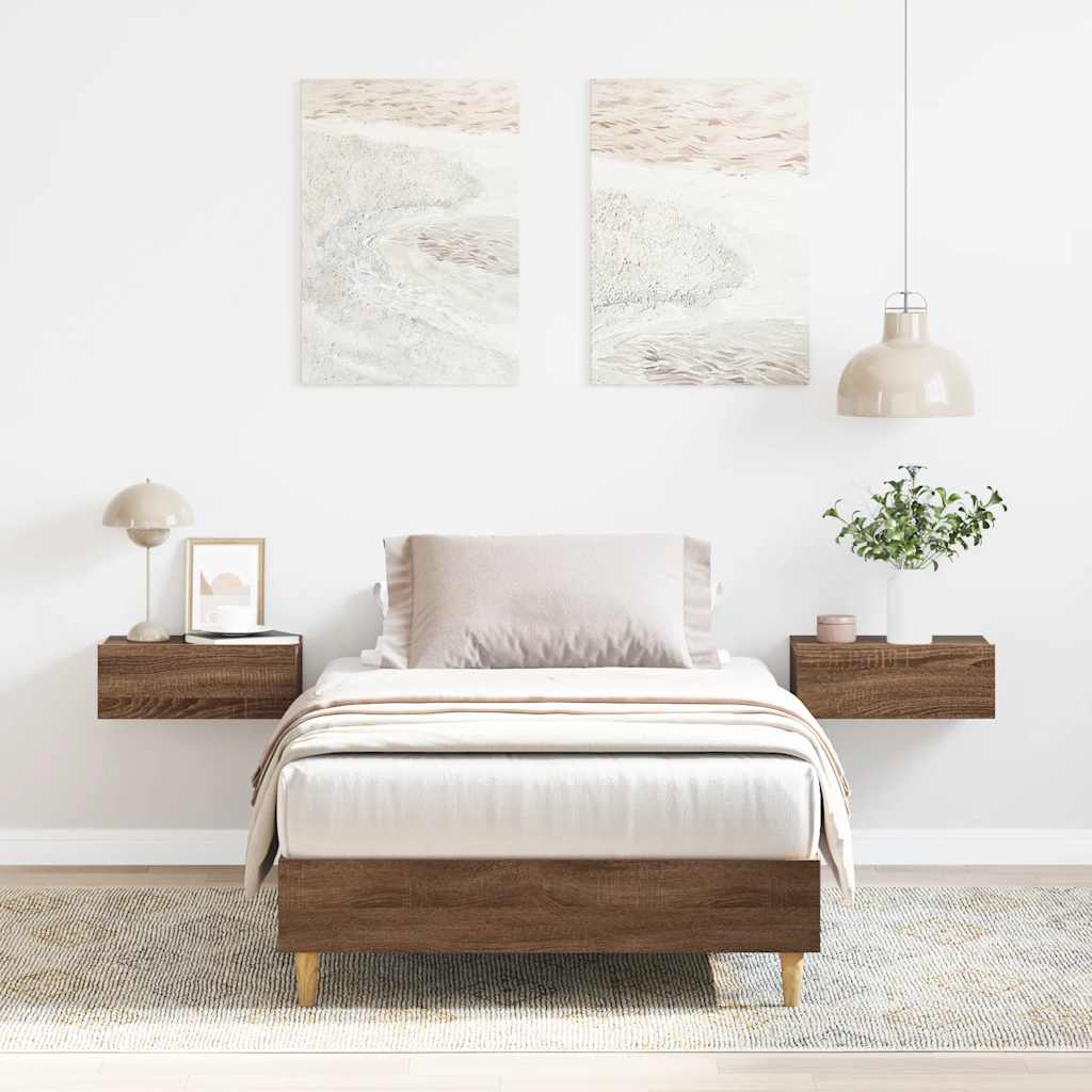 vidaXL Bed Frame No Mattress Brown Oak 100x200 cm Engineered Wood